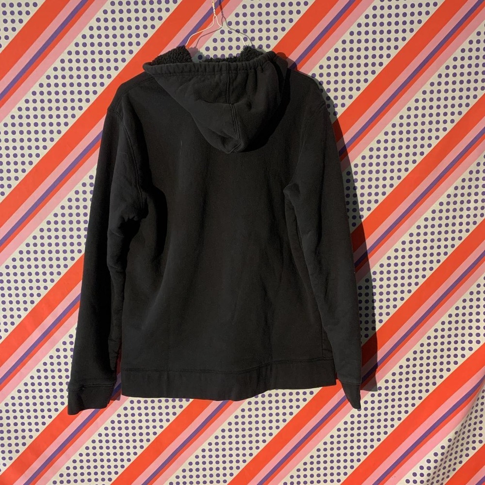 Lands End Serious Sweats Black Sherpa Lined Zip Up Hoodie Womens Large L/T 42-44 - Picture 2 of 5